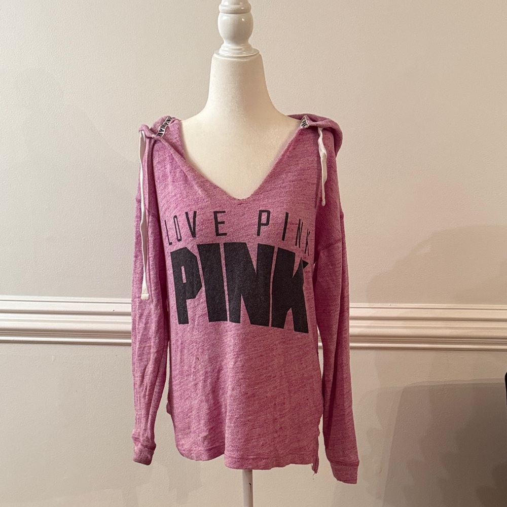 PINK Victoria's Secret Magenta Hoodie with Black Lettering